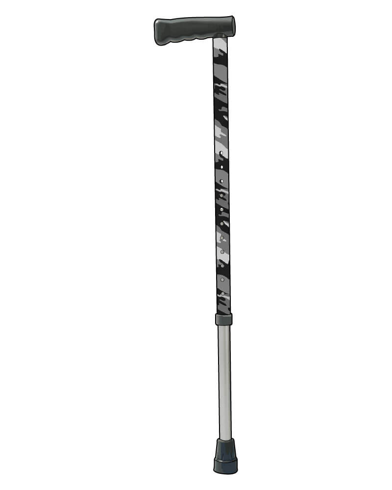 Grey & Black Camouflage Effect Vinyl Custom Walking Stick Cane from Pimp Mobility