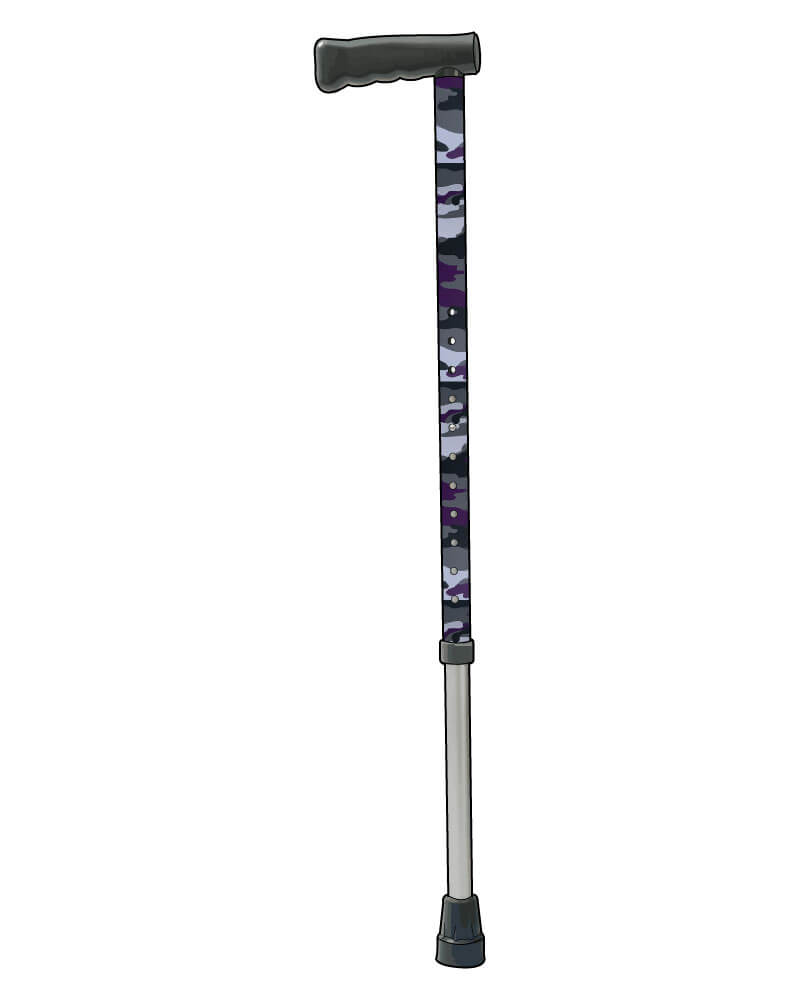 Camouflage Effect Vinyl Purple Custom Walking Stick Cane from Pimp Mobility