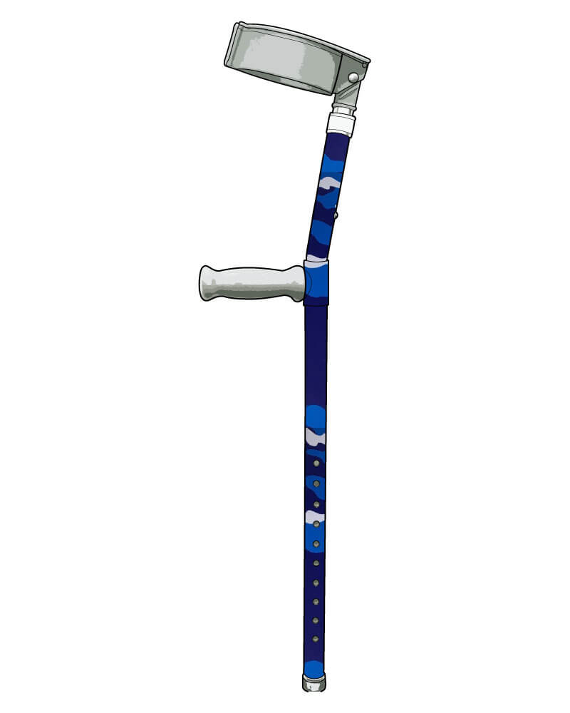 Blue & White Camouflage Effect Vinyl Custom Crutches from Pimp Mobility