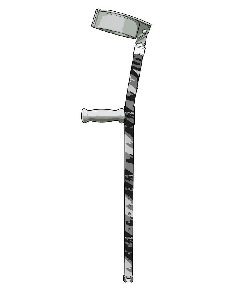 Grey & Black Camouflage Effect Vinyl Custom Crutches from Pimp Mobility