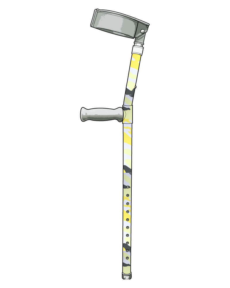 Neon Yellow Camouflage Effect Vinyl Custom Crutches from Pimp Mobility