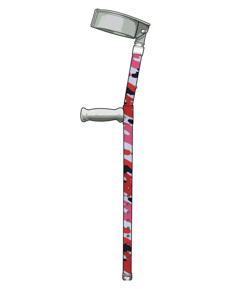 Pink Camouflage Effect Vinyl Custom Crutches from Pimp Mobility