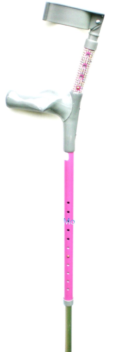 Pink & Half Silver Custom Diamante Crutches by Pimp Mobility